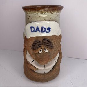 Vintage Signed Stoneware Silly Dad 3D Ugly Mug Stein Fathers Present